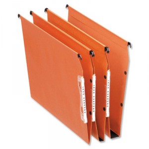Suspensi&oacute;n Esselte archivo "DUAL" Lote de 1 caja de 25 carpetas colgantes de color naranja kraft Es bastidor de doble ...