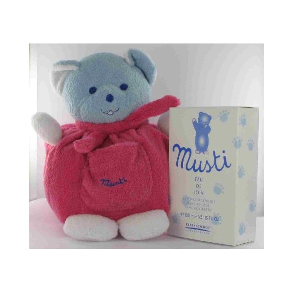 MUSTELA BEBE Coffret MUSTI 2009 peluche framboise givr?�e