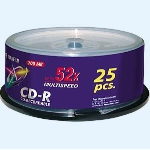 Speichermedien FUJIFILM 52x CD-R / W und DVD-R Packung mit 25