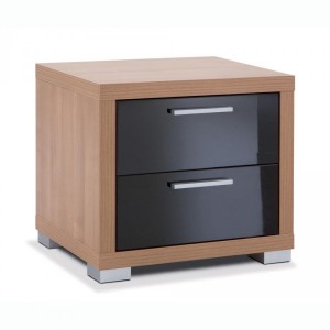 Mesita de noche junto a la cama dormitorio muebles de Trevi Trevi nogal / negro