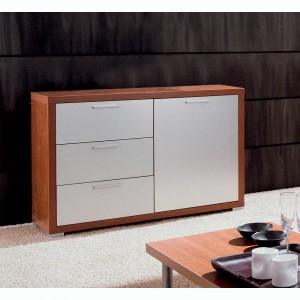 Commode et armoire COMMODE LAZARO  3 tiroirs/1 porte  Commode lazaro noyer/blanc