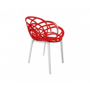 Chaise Polycarbonate CHAISE DESIGN FLORA Personnalisable Rouge/blanc