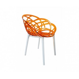 Polycarbonat Stuhl Chair Design FLORA Custom Orange / Wei&szlig;
