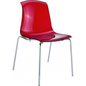 Contemporáneo silla ALLEGRA rojo transparente de policarbonato