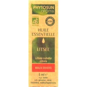 BIO AROMA PHYTOSUN Lits&Atilde;&copy;e essential oil (Litsea cubeba citrata BIO) 5ml bottle
