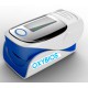 DEDO Pulso Oxímetro azul "all-in-one portable y pulso monitor con instrucciones en francés. Análisis y medición de la satur